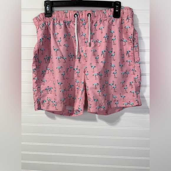 Franks men’s pink flamingo swim trunk style shorts. Size small. - Picture 1 of 6